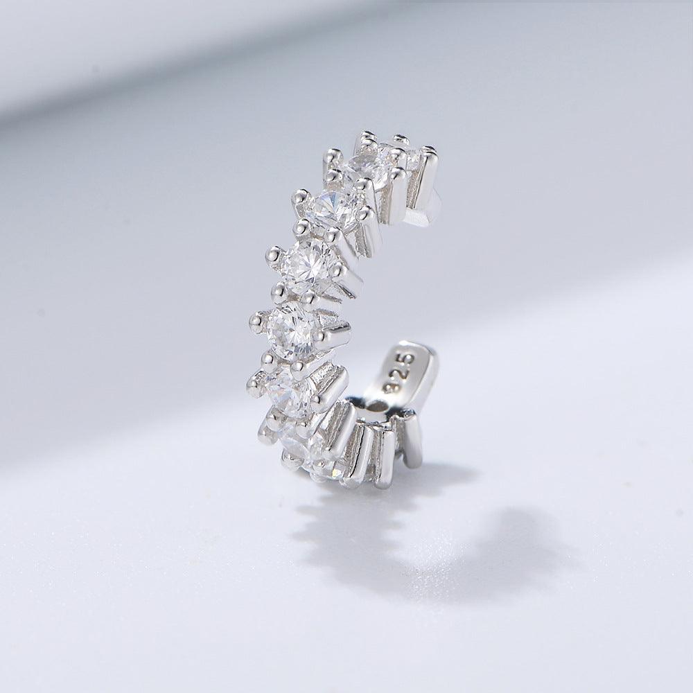 S925 Sterling Silver C-Shaped Zircon Ear Clip - Trendha