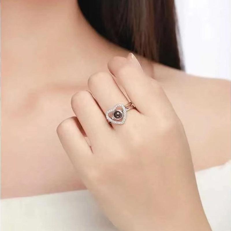 Silver Custom Heart Projection Photo Ring - Trendha