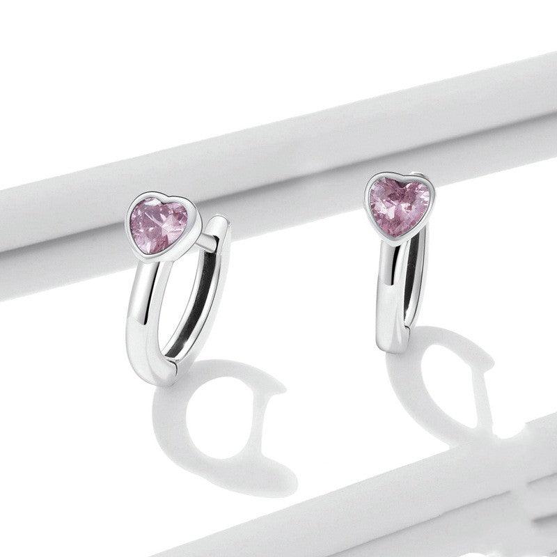 Simple And Fashionable Heart Shaped Zircon Earrings - Trendha