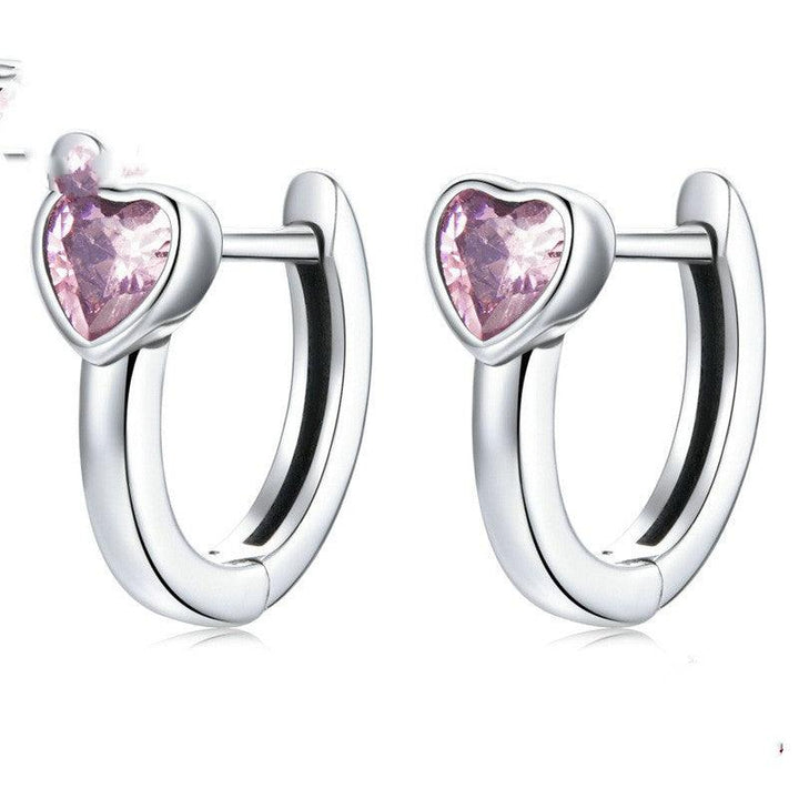 Simple And Fashionable Heart Shaped Zircon Earrings - Trendha