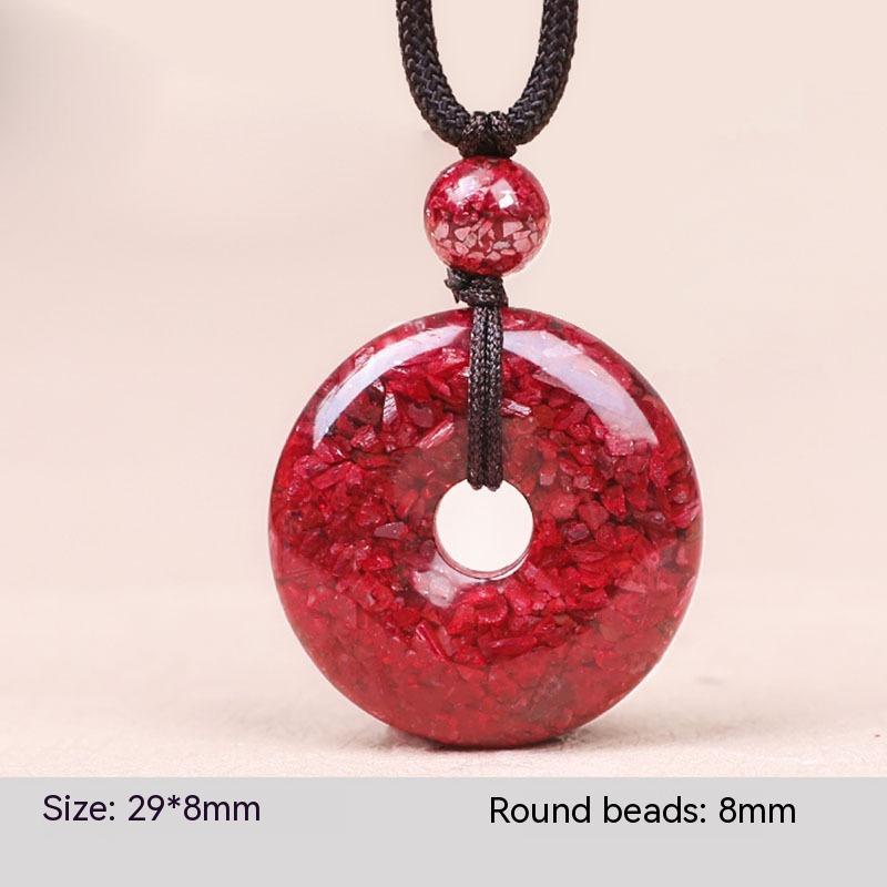 Simple Cinnabar Charm Rough Stone Button Necklace - Trendha