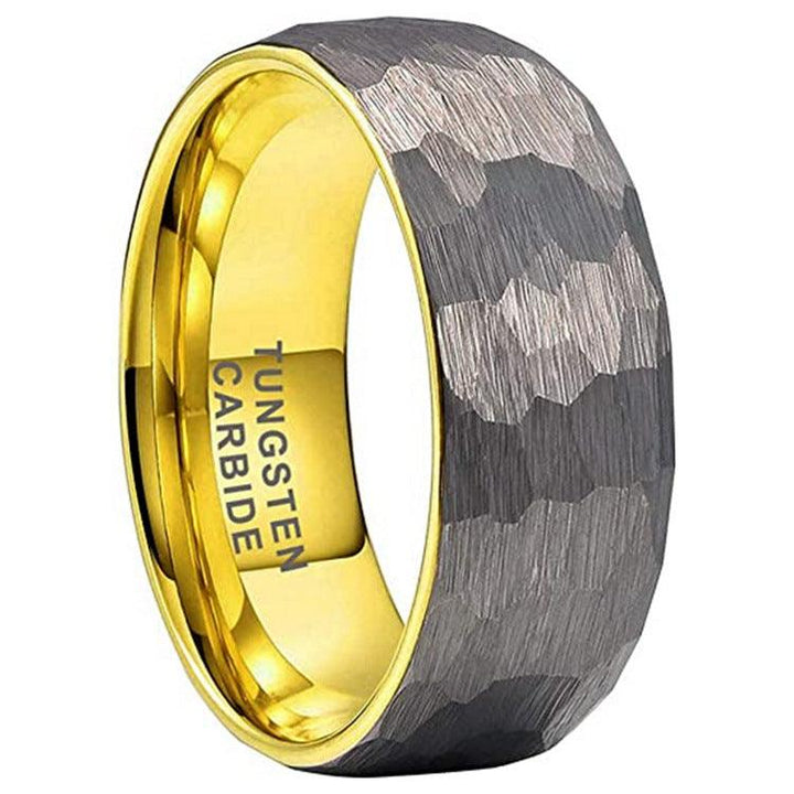 Size 6to13 Men's Hammer Pattern Tungsten Steel Ring - Trendha