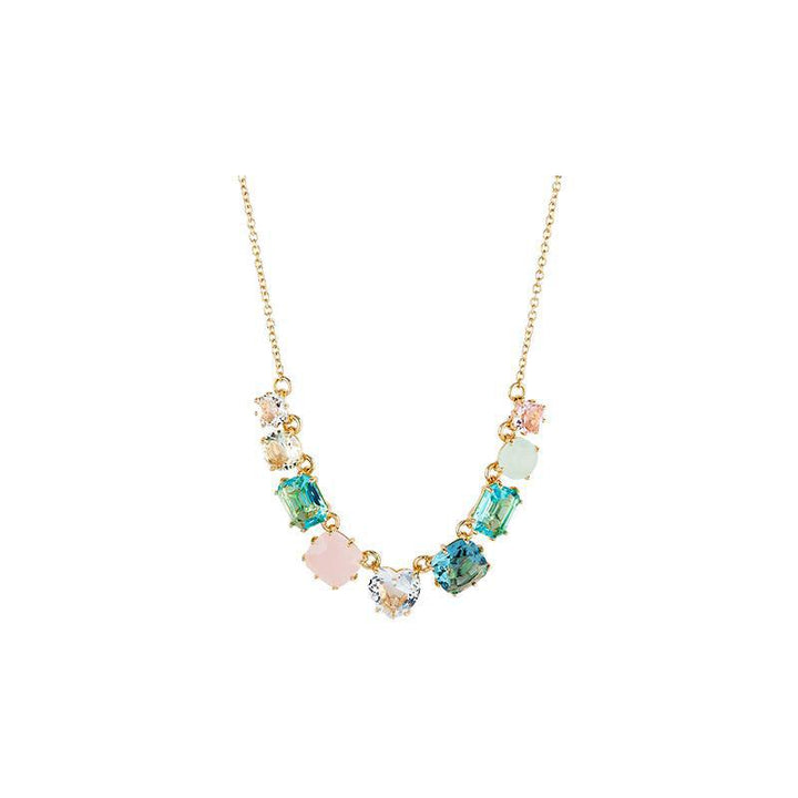 Sky Blue Gem Pendant Necklace - Trendha