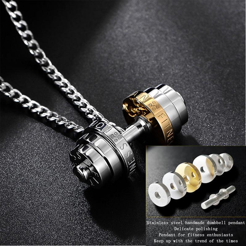 Stainless Steel Weights Gym Barbell Necklace Men - Trendha