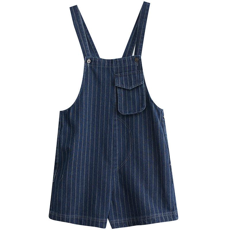 Summer New Large Vertical Stripe Denim Strap Shorts For Women - Trendha