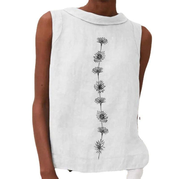 Summer New Sleeveless Round Neck Print T-shirt Top For Women - Trendha