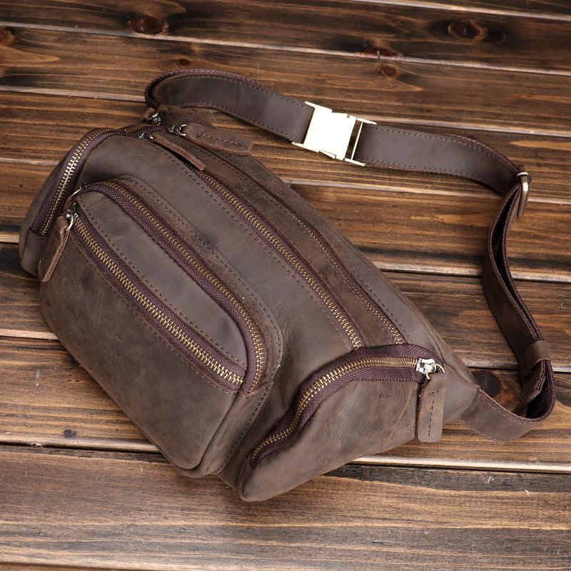Vintage Top Layer Cow Leather Messenger Bag Leather Multi-layer - Trendha