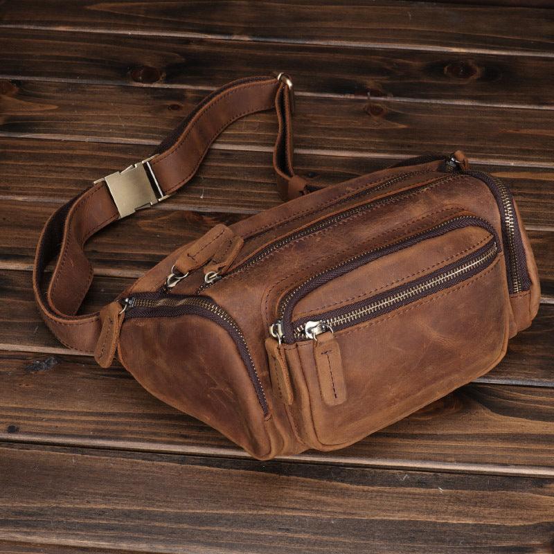 Vintage Top Layer Cow Leather Messenger Bag Leather Multi-layer - Trendha