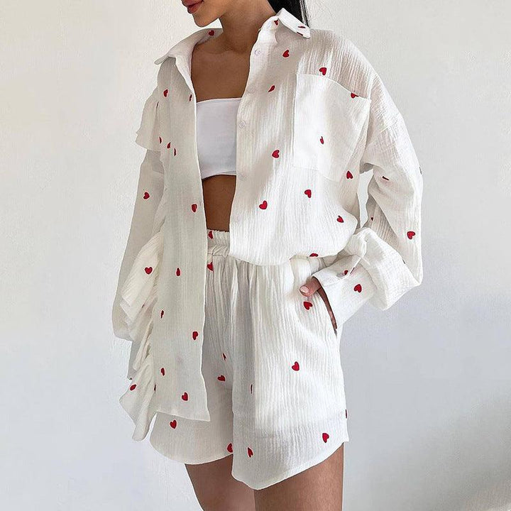 Women's Heart Printing Shorts Leisure Suit - Trendha