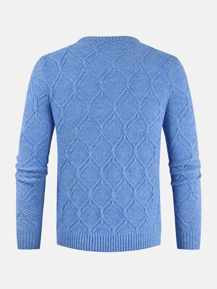Mens Graphics Knitted Round Neck LongSleeve Warm Pullover Sweaters - Trendha