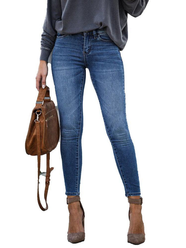 Casual Women Zipper Slim Long Denim Jeans - Trendha