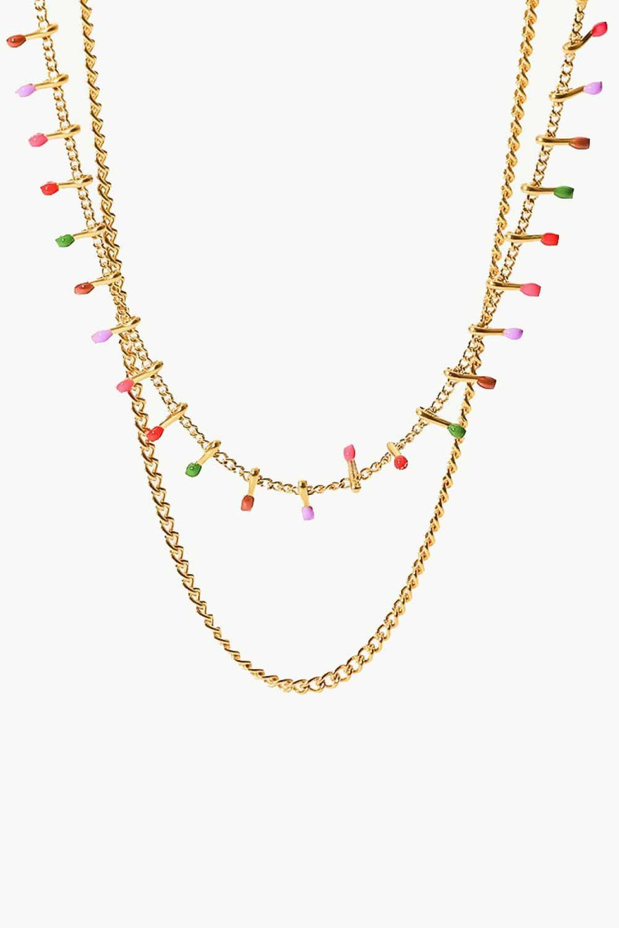 18K Gold-Plated Double-Layered Stainless Steel Necklace - Trendha