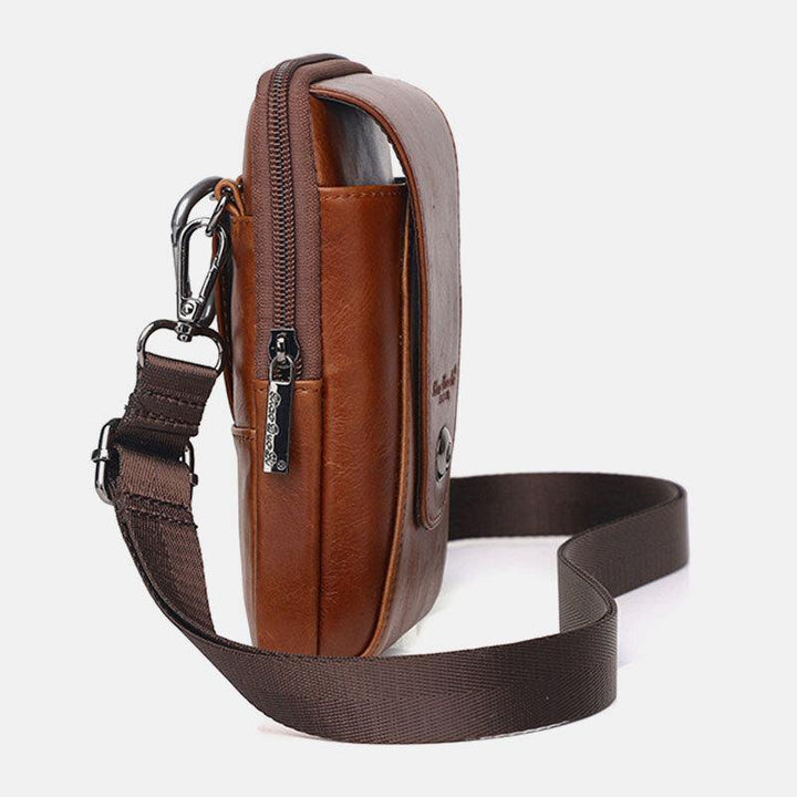 Men Genuine Leather Vintage Multi-card Slot 6.5 Inch Mini Phone Bag Crossbody Bag Waist Bag Cowhide Bag - Trendha