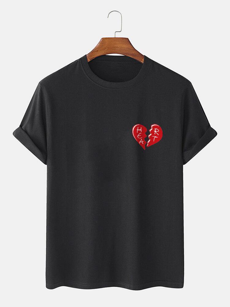 Mens 100% Cotton Heart Broken Casual T-Shirts - Trendha