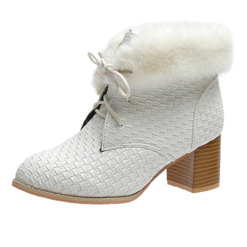 Block-heeled warm high heels - Trendha