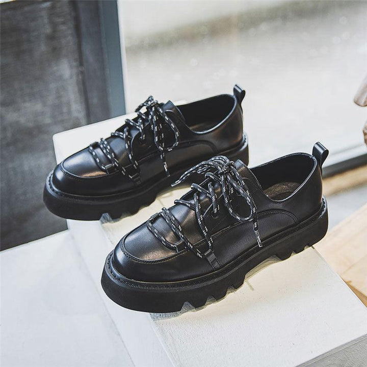 Leather Shoes Increase Men's Lace Trend Casual Leather Shoes All-Match - Trendha