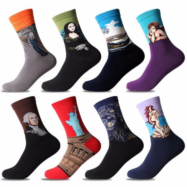 Multicolors Painting Pattern Cotton Art Socks - Trendha