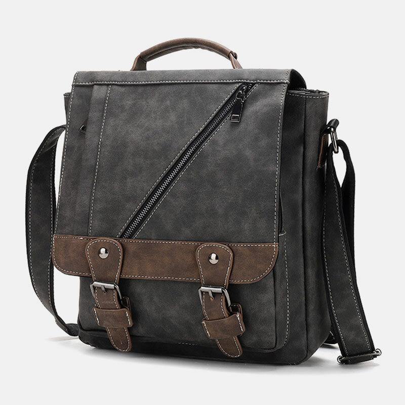 Men PU Leather Large Capacity Vintage Casual Waterproof Breathable Crossbody Bags Shoulder Bags Handbag - Trendha