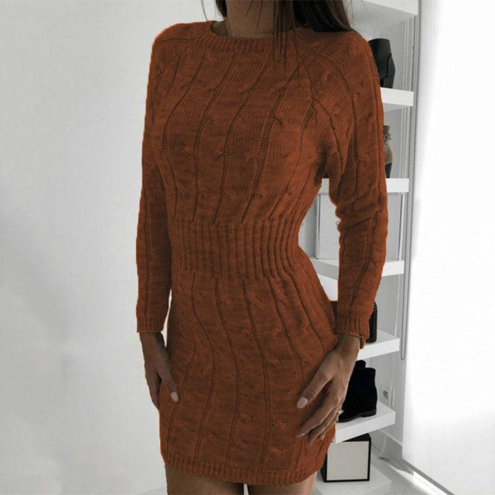 Mid-length Bag Hip Waist Twist Sweater Dress - Trendha