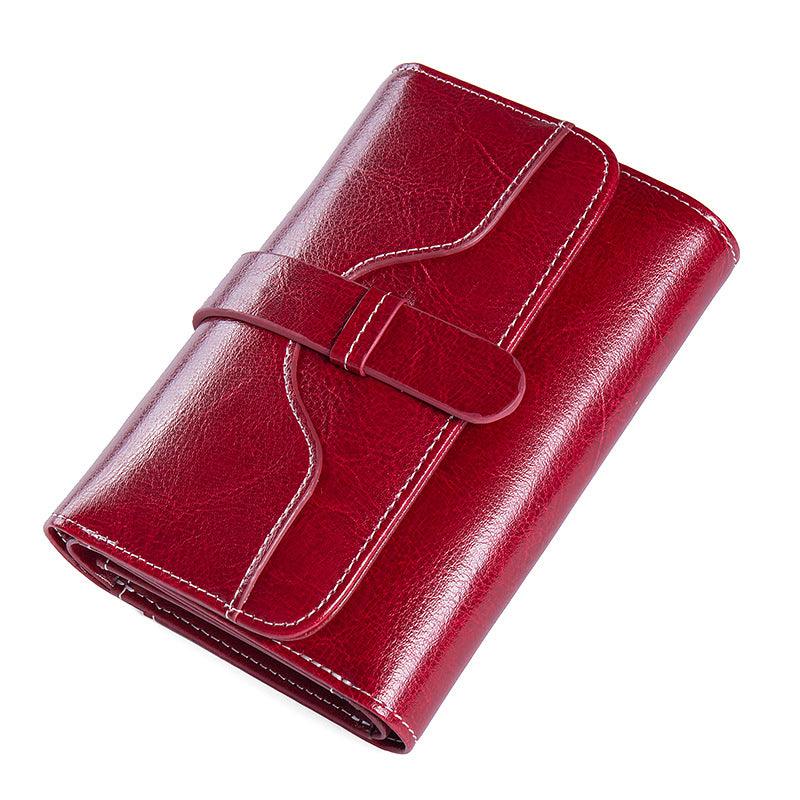 Buckle Vintage Oil Wax Leather Small Coin Wallet - Trendha