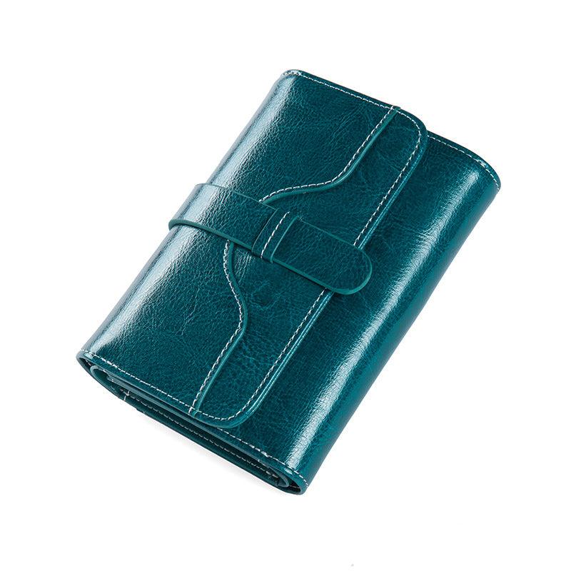 Buckle Vintage Oil Wax Leather Small Coin Wallet - Trendha