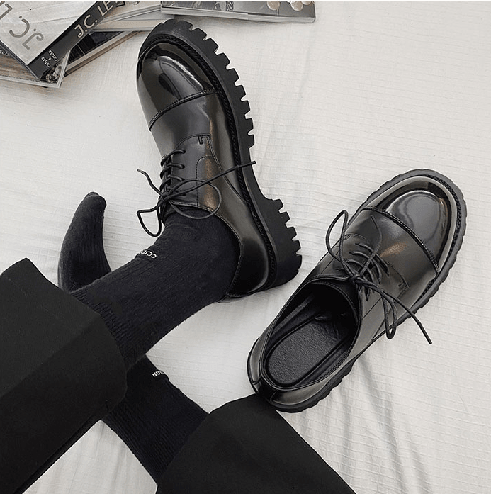 Round-Toe Leather Shoes Men'S Trend Wild Youth Business Dress Shoes Increase The Trend Of British Leather Men'S Shoes - Trendha