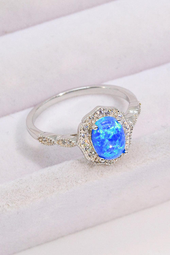 Opal and Zircon 925 Sterling Silver Ring - Trendha