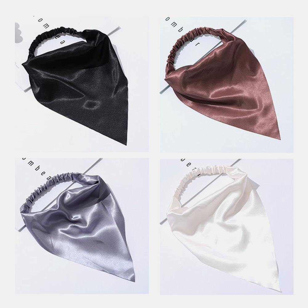 Women Chiffon Solid Color Elastic Wild Triangle Scarf Headband Headscarf Headwear - Trendha