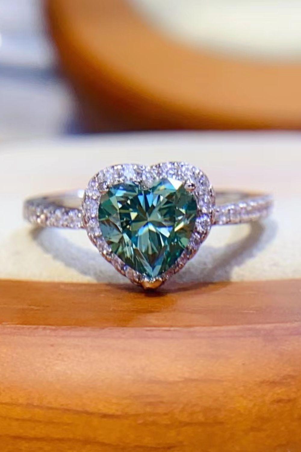 1-Carat Moissanite Heart Ring - Trendha