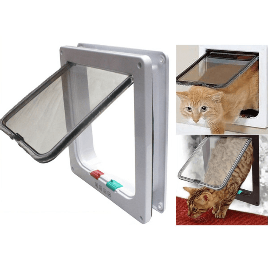 S/M/L 4 Way Locking Intelligent Control Pet Door Waterproof Small Dog Cat Door Window Security Flap Door Pet Cage for Interior Doors - Trendha