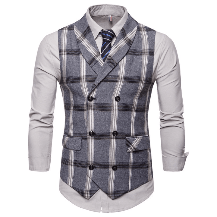 Mens Double Breasted Suit Collar Vest - Trendha