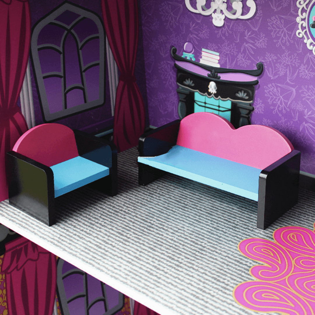 Purple Villa DIY Wood Big Doll House Dream Light Miniature Furniture Kits Big Kid Gift - Trendha