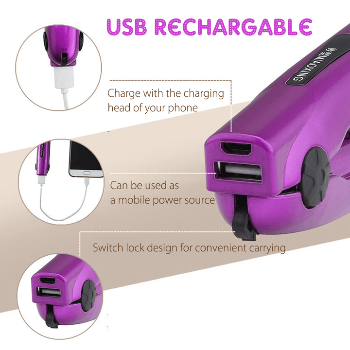 Portable USB Hair Straightener Styling Hair Curler Waver Wireless Ceramic Flat Iron - Trendha