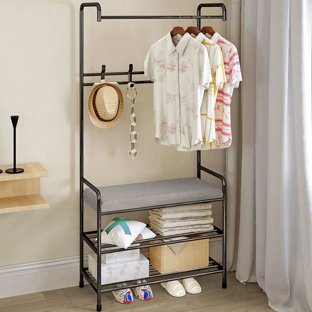 Iron Hat Coat Shelf Bags Clothes Cloth Shoe Rack Stand Garment Hanger Hooks - Trendha