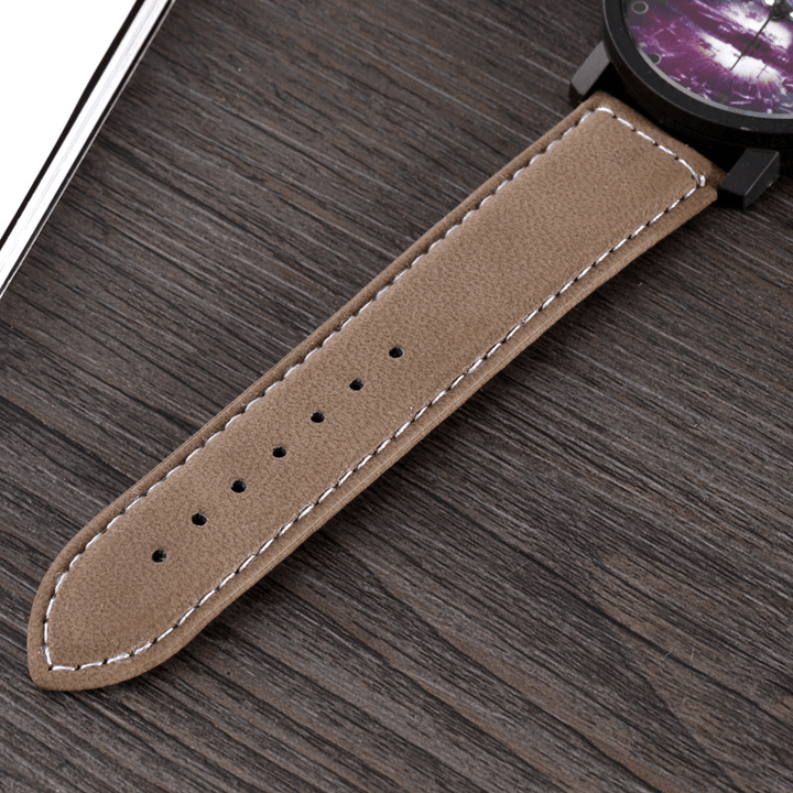 Fashion Casual Creative Large Dial Leather Strap Men Quartz Watch - Trendha