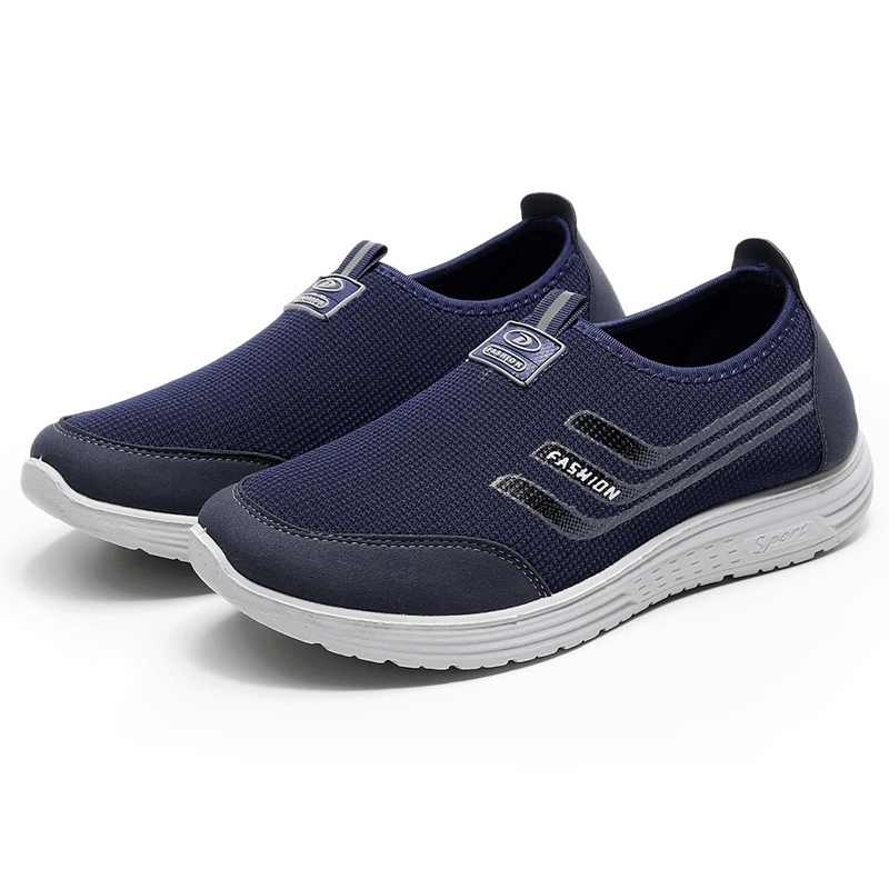 Men Knitted Fabric Breathable Comfy Slip-On Casual Walking Shoes - Trendha