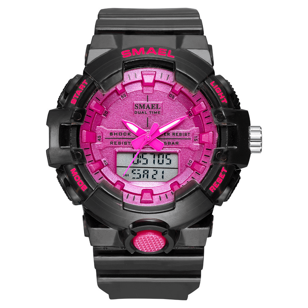 SMAEL 8025 Sport Men Digital Watch Dual Time Date Week Display Chronograph 5ATM Waterproof Outdoor Dual Display Watch - Trendha