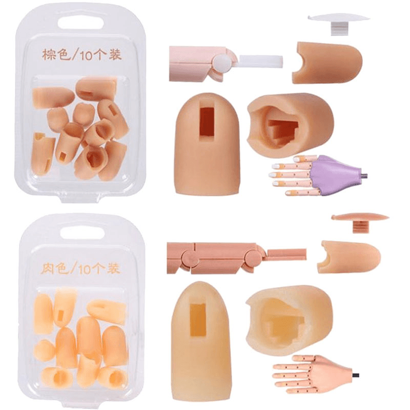 10Pcs Nail Art Practice Hand Silicone Finger Cover Hand Replacement Finger Parts - Trendha