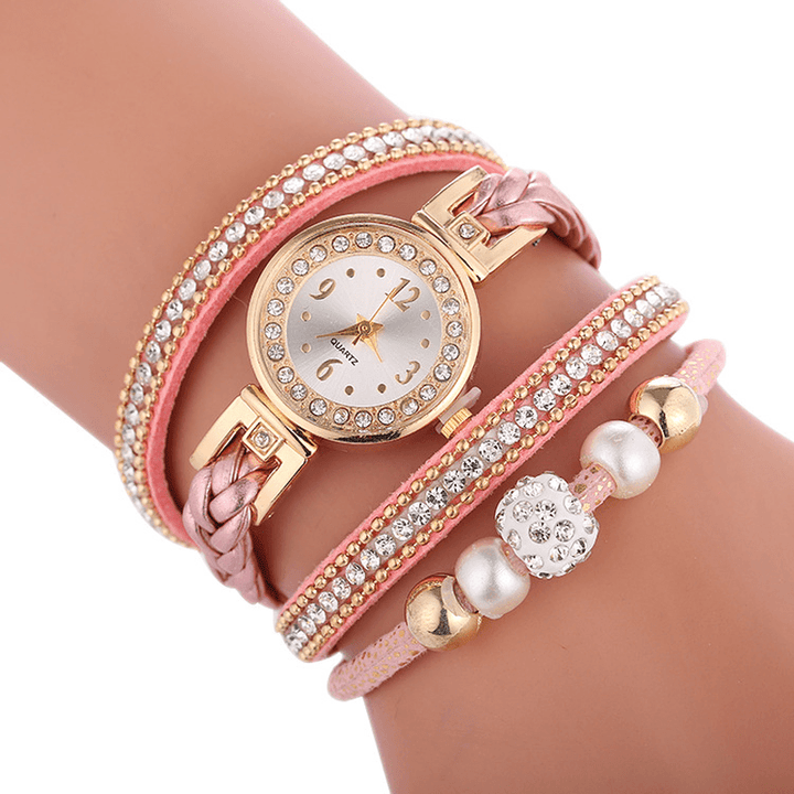 Fashion Circle Bracelet Diamond Simple Dial Ladies Dress Women Quartz Watch - Trendha