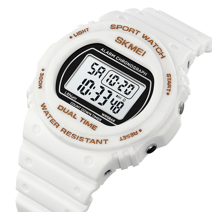 SKMEI 1776 Casual Fashion Dual Time 12/24 Hour Clock LED Backlight Shockproof PU Case 5ATM Waterproof Digital Watch - Trendha