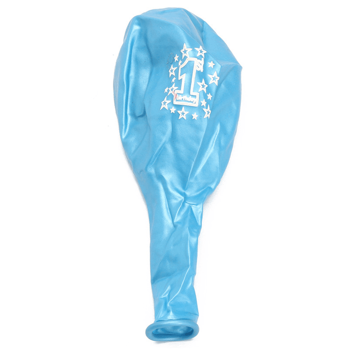 10 Pcs per Set Blue Boy'S 1St Birthday Printed Inflatable Pearlised Balloons Christmas Decoration - Trendha