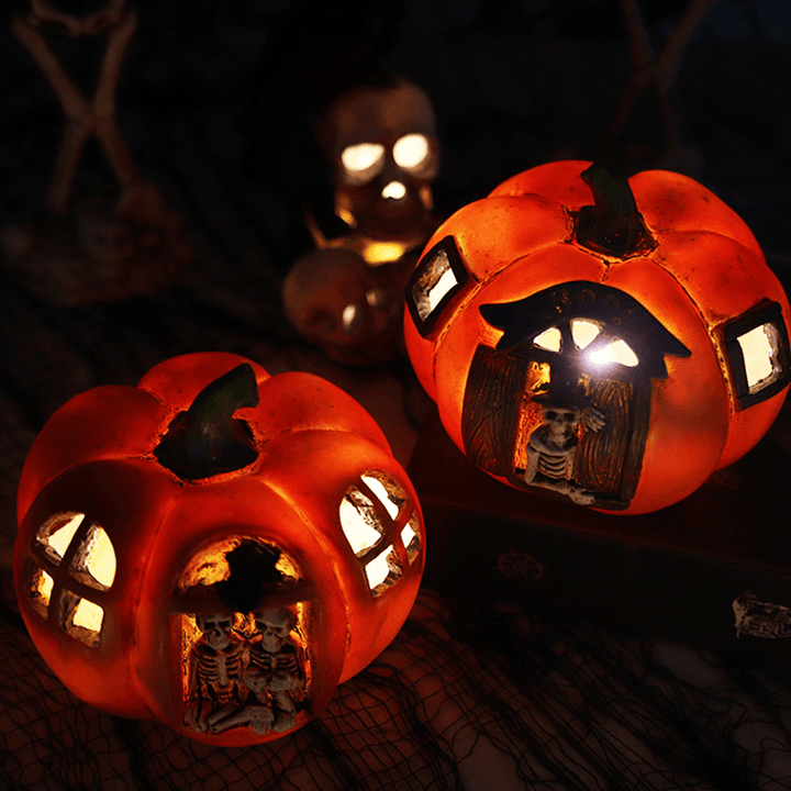 Halloween Creative Pumpkin Skull Lantern Home Props Decoration Toy with LED Lights for Bar Secret Room Haunted House Decoration Ghost Festival Mall - Trendha