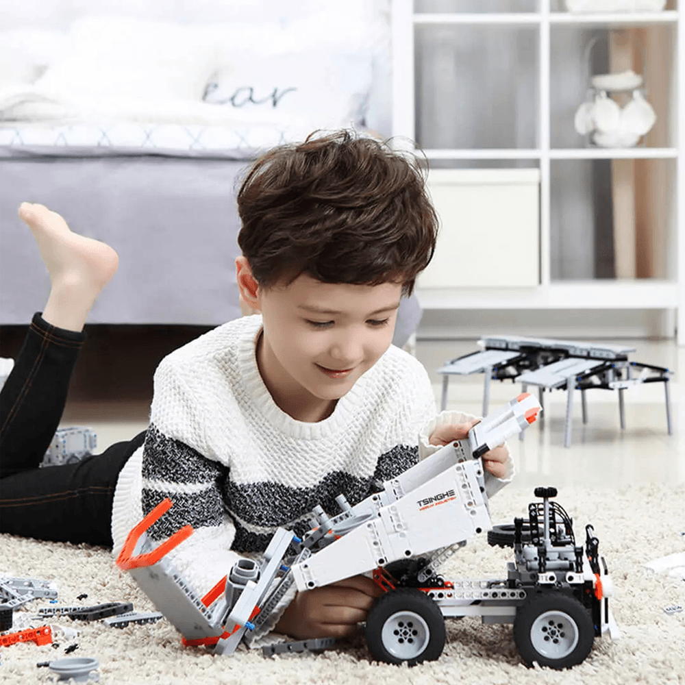 ONEBOT White Mine Truck Car 500+ Pcs Mechanical Transmission Control and Tipping Bucket Lifting System Technical Building Blocks Model Toy for Kids Gift - Trendha