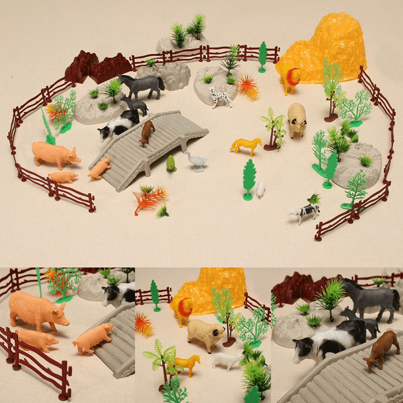 YC 666E-99 100PCS Farm Pig Duck Horse Sheep Model DIY Scene Toy - Trendha