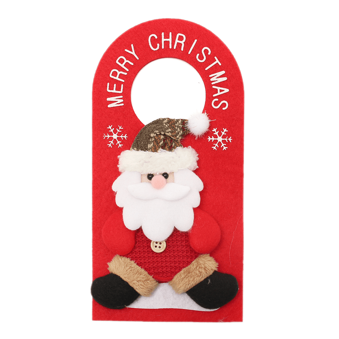 Christmas Decoration Santa Claus Elk Applique Style Lovely Detailed Design Padded Felt Door Hanger - Trendha