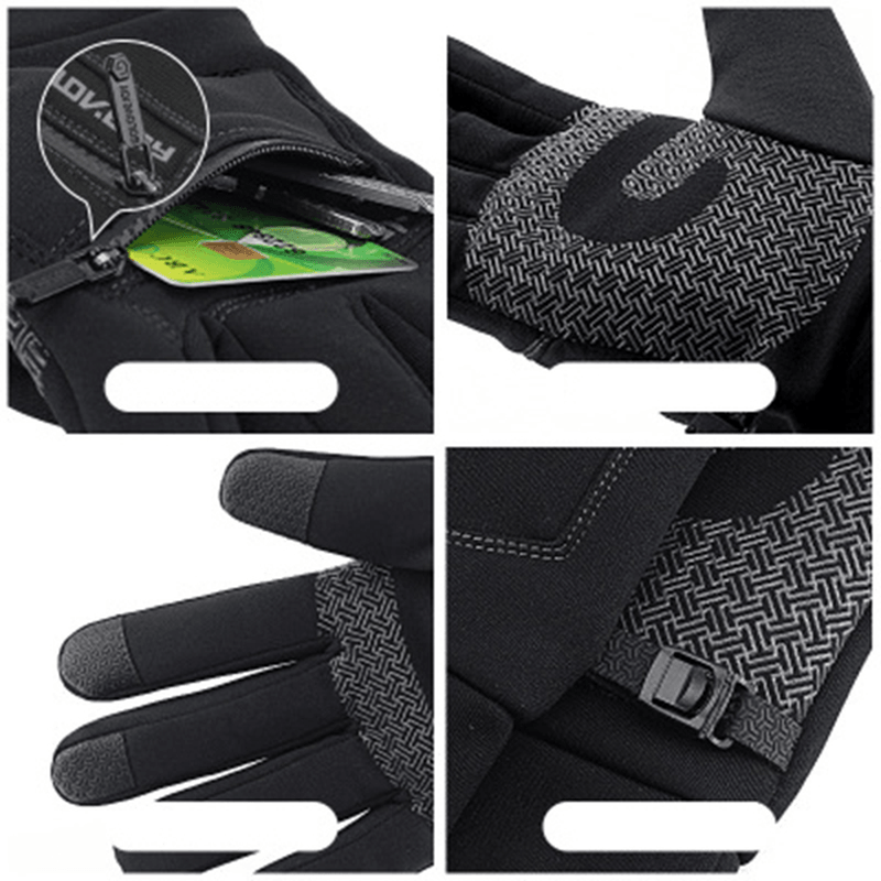 M/L/XL/2XL Winter Warm Touch Screen Gloves Multi-Purpose Waterproof Windproof Non-Slip Double Thermal Skiing Cycling Running Climbing Gloves with Zipper Pocket - Trendha
