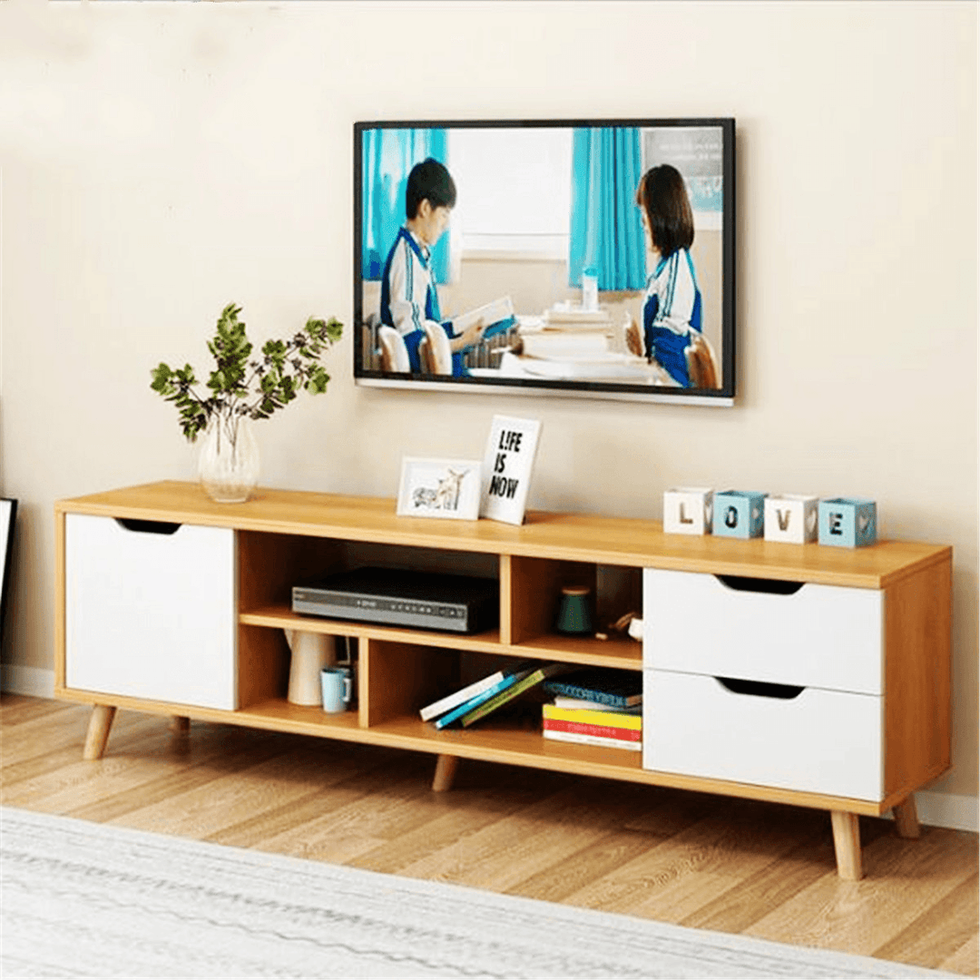 TV Stand for Tvs 40'' to 45'' with 4 Open Shelves Storage TV Console Cabinet in Living Room Bedroom Storage Supplies - Trendha