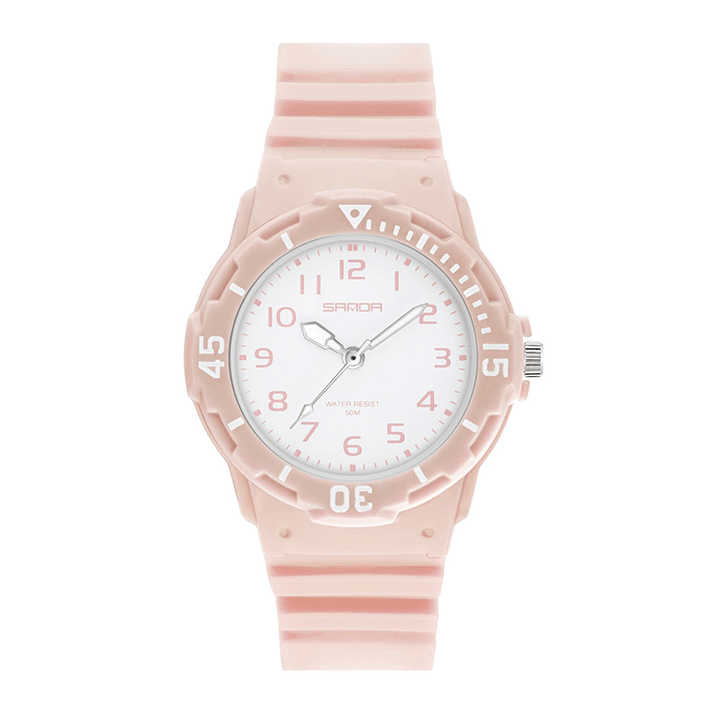 SANDA 6011 Fresh Color Silicone Strap Ultra Light-Weight Women Quartz Watch - Trendha