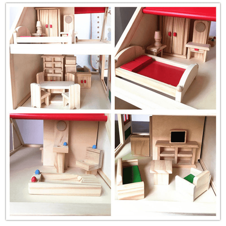 Wooden Delicate Dollhouse with All Furniture Miniature Toys for Kids Children Pretend Play - Trendha