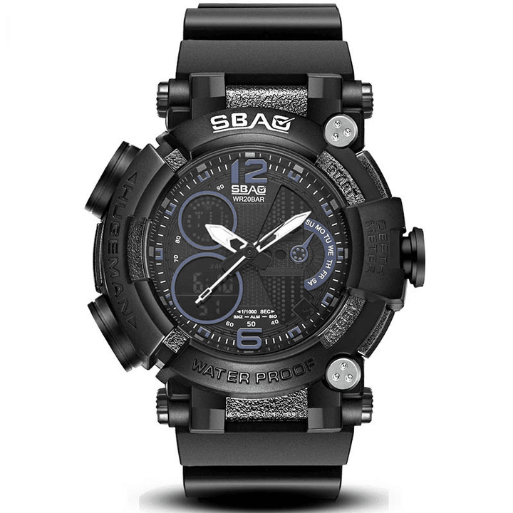 SBAO S-8019-2 Dual Display Digital Watch Luminous Display Alarm Calendar Stopwatch Sport Watch - Trendha